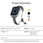 Bracelet de montre à double anneau en alliage de zinc, compatible avec Apple Watch 46 mm / 49 mm / 45 mm / 44 mm et Apple Watch 42 mm / 41 mm / 40 mm / 38 mm.