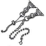 Bracelet de montre en alliage de zinc à double chaîne à billes, compatible avec les Apple Watch 46 mm / 49 mm / 45 mm / 44 mm et 42 mm / 41 mm / 40 mm / 38 mm.