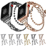 Bracelet de montre en alliage de zinc à double chaîne à billes, compatible avec les Apple Watch 46 mm / 49 mm / 45 mm / 44 mm et 42 mm / 41 mm / 40 mm / 38 mm.