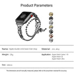 Bracelet de montre en alliage de zinc à double chaîne à billes, compatible avec les Apple Watch 46 mm / 49 mm / 45 mm / 44 mm et 42 mm / 41 mm / 40 mm / 38 mm.