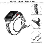 Bracelet de montre en alliage de zinc à double chaîne à billes, compatible avec les Apple Watch 46 mm / 49 mm / 45 mm / 44 mm et 42 mm / 41 mm / 40 mm / 38 mm.