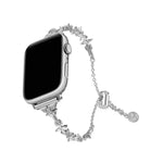 Bracelet de montre en alliage de zinc à motif trèfle à quatre feuilles et diamants, compatible avec les Apple Watch 46 mm / 49 mm / 45 mm / 44 mm et 42 mm / 41 mm / 40 mm / 38 mm.