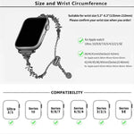 Bracelet de montre en alliage de zinc à motif trèfle à quatre feuilles et diamants, compatible avec les Apple Watch 46 mm / 49 mm / 45 mm / 44 mm et 42 mm / 41 mm / 40 mm / 38 mm.