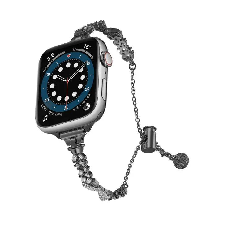 Bracelet de montre Wings en alliage de zinc à motif diamants concassés, compatible avec les Apple Watch 46 mm / 49 mm / 45 mm / 44 mm et 42 mm / 41 mm / 40 mm / 38 mm.