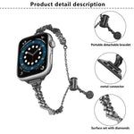Bracelet de montre Wings en alliage de zinc à motif diamants concassés, compatible avec les Apple Watch 46 mm / 49 mm / 45 mm / 44 mm et 42 mm / 41 mm / 40 mm / 38 mm.