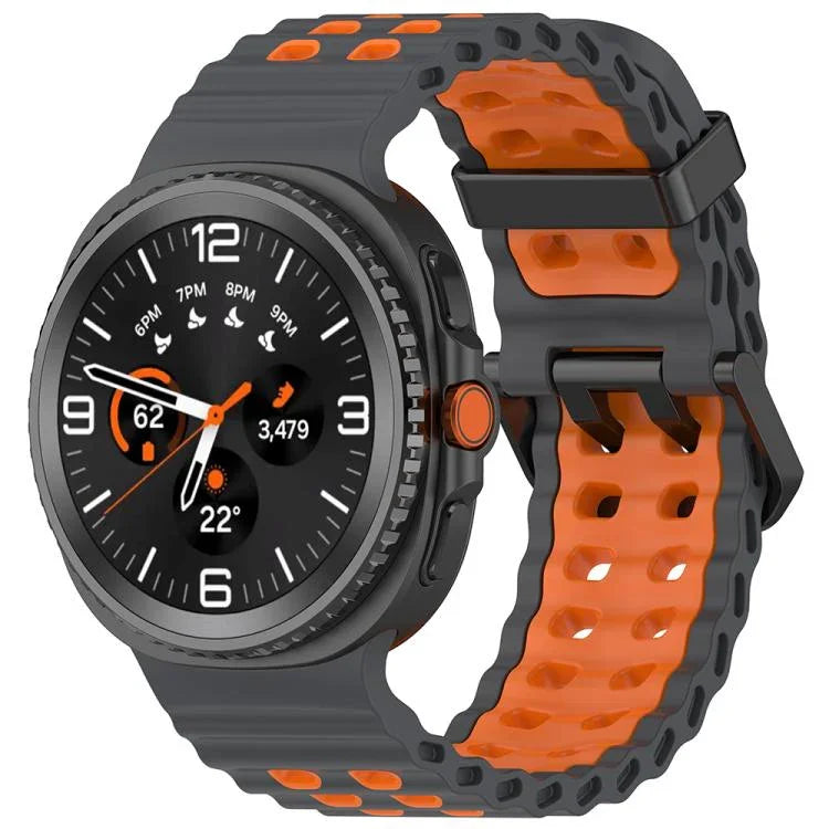 Marine Dual Buckle Two Color Silicone Watch Band, For Samsung Galaxy Watch8 / Watch8 Classic