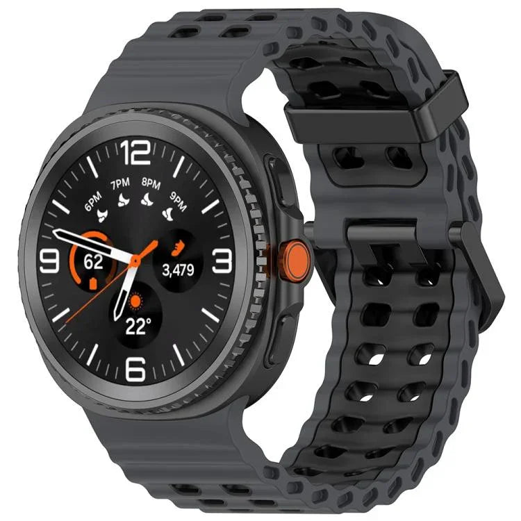 Marine Dual Buckle Two Color Silicone Watch Band, For Samsung Galaxy Watch8 / Watch8 Classic