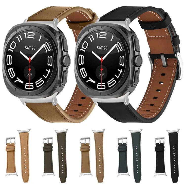Bracelet de montre en cuir véritable Nappa avec boucle argentée, pour Samsung Galaxy Watch Ultra 47 mm / Ultra 2025