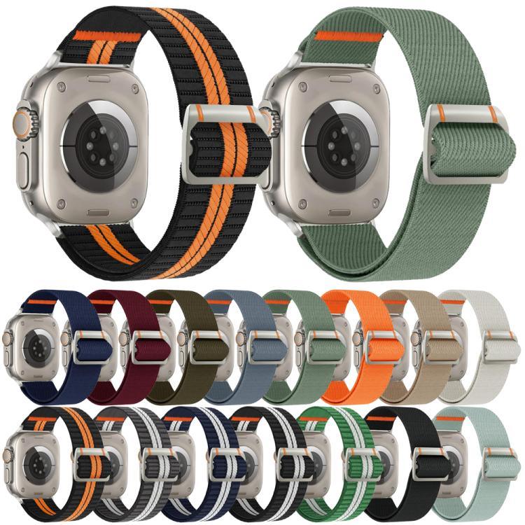 Bracelet de montre Watchman en nylon avec boucle mécanique, compatible avec les Apple Watch 46 mm / 49 mm / 45 mm / 44 mm et 42 mm / 41 mm / 40 mm / 38 mm.