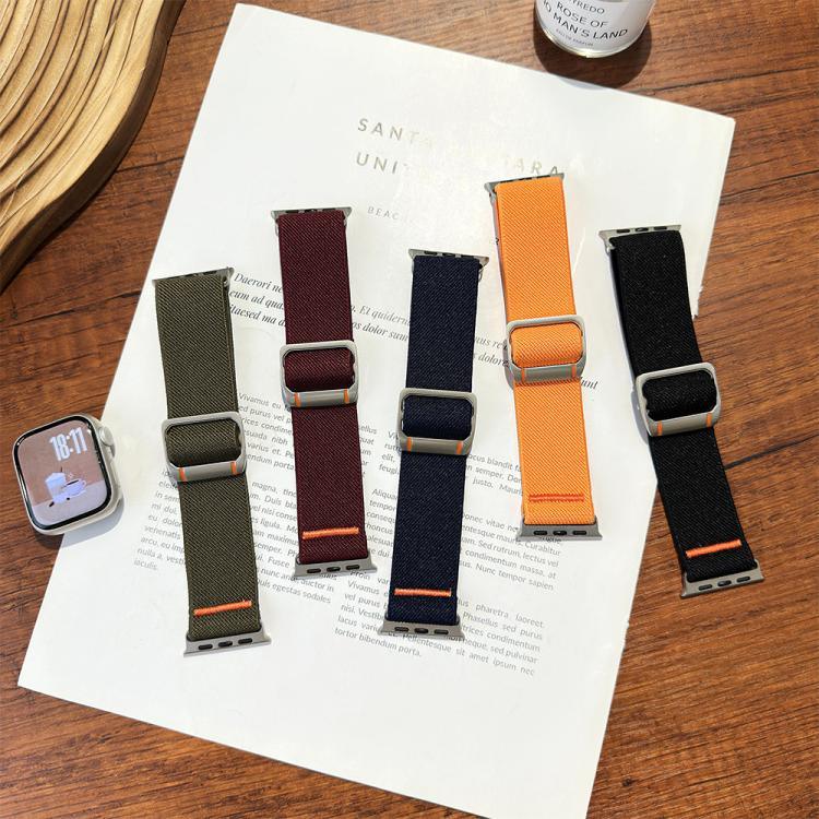 Bracelet de montre Watchman en nylon avec boucle mécanique, compatible avec les Apple Watch 46 mm / 49 mm / 45 mm / 44 mm et 42 mm / 41 mm / 40 mm / 38 mm.