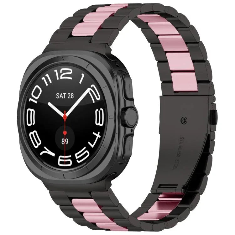 Three Beads Stainless Steel Watch Band with Removal Tool, For Samsung Galaxy Watch Ultra 47mm / Ultra 2025, For Samsung Galaxy Watch8 / Watch8 Classic