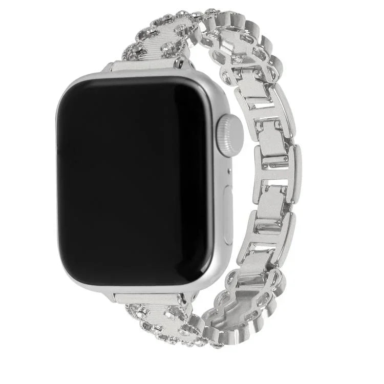 Bracelet de montre en alliage métallique à bordure en dentelle et diamants, pour Apple Watch 46 mm / 49 mm / 45 mm / 44 mm, pour Apple Watch 42 mm / 41 mm / 40 mm / 38 mm