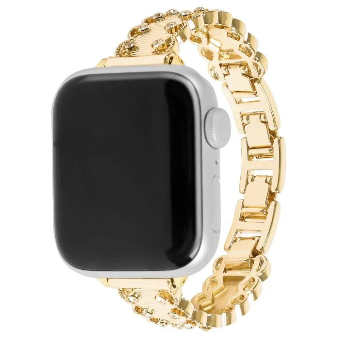 Bracelet de montre en alliage métallique à bordure en dentelle et diamants, pour Apple Watch 46 mm / 49 mm / 45 mm / 44 mm, pour Apple Watch 42 mm / 41 mm / 40 mm / 38 mm