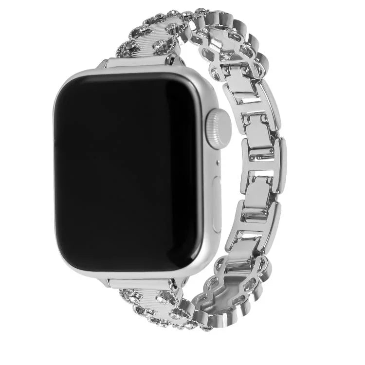 Bracelet de montre en alliage métallique à bordure en dentelle et diamants, pour Apple Watch 46 mm / 49 mm / 45 mm / 44 mm, pour Apple Watch 42 mm / 41 mm / 40 mm / 38 mm