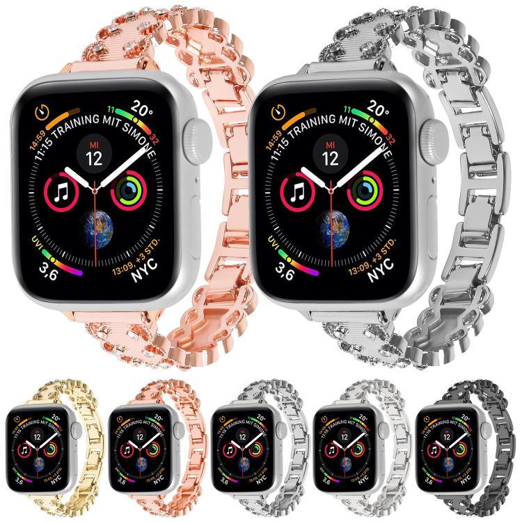 Bracelet de montre en alliage métallique à bordure en dentelle et diamants, pour Apple Watch 46 mm / 49 mm / 45 mm / 44 mm, pour Apple Watch 42 mm / 41 mm / 40 mm / 38 mm