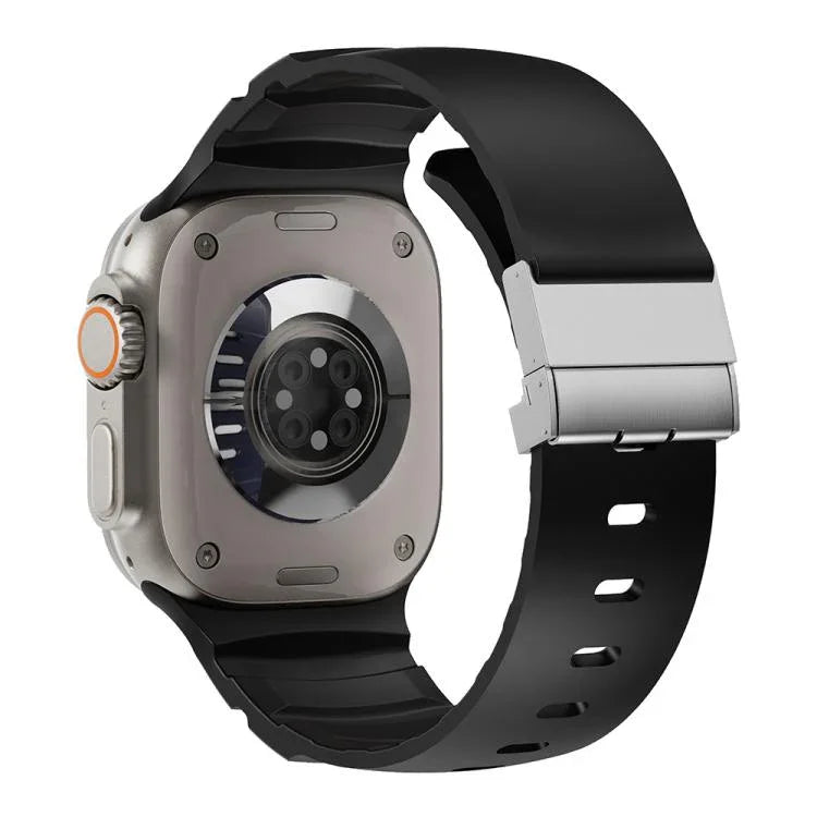 Bracelet de montre en silicone avec fermoir magnétique, compatible avec Apple Watch 46 mm / 49 mm / 45 mm / 44 mm