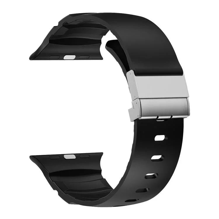 Bracelet de montre en silicone avec fermoir magnétique, compatible avec Apple Watch 46 mm / 49 mm / 45 mm / 44 mm