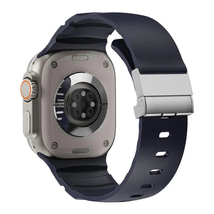 Bracelet de montre en silicone avec fermoir magnétique, compatible avec Apple Watch 46 mm / 49 mm / 45 mm / 44 mm
