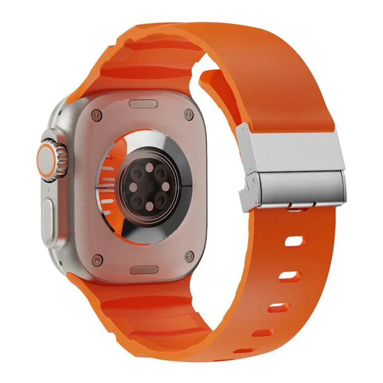 Bracelet de montre en silicone avec fermoir magnétique, compatible avec Apple Watch 46 mm / 49 mm / 45 mm / 44 mm
