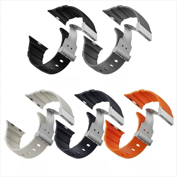Bracelet de montre en silicone avec fermoir magnétique, compatible avec Apple Watch 46 mm / 49 mm / 45 mm / 44 mm