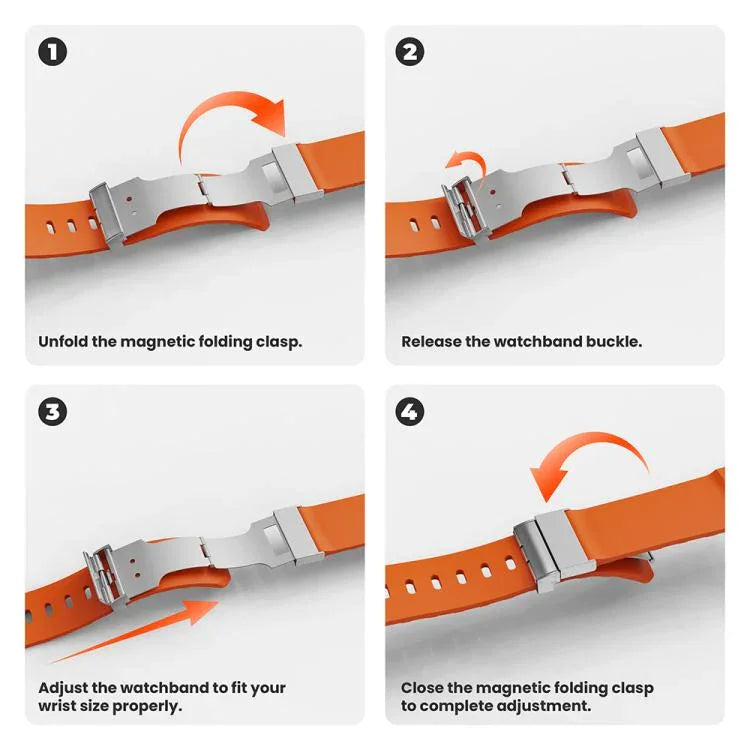 Bracelet de montre en silicone avec fermoir magnétique, compatible avec Apple Watch 46 mm / 49 mm / 45 mm / 44 mm