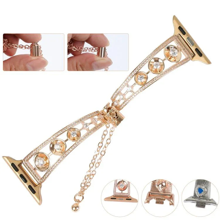Bracelet de montre en métal et zirconium platine étoile, pour Apple Watch 46 mm / 49 mm / 45 mm / 44 mm, pour Apple Watch 42 mm / 41 mm / 40 mm / 38 mm