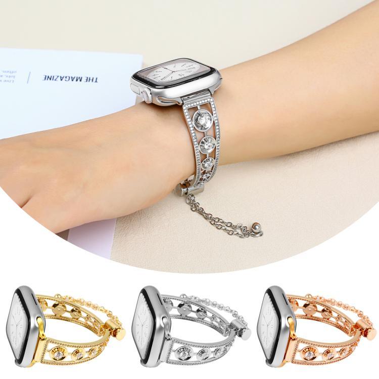 Bracelet de montre en métal et zirconium platine étoile, pour Apple Watch 46 mm / 49 mm / 45 mm / 44 mm, pour Apple Watch 42 mm / 41 mm / 40 mm / 38 mm