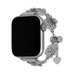 Bracelet de montre en alliage à motif trèfle à quatre feuilles, compatible avec les Apple Watch 46 mm / 49 mm / 45 mm / 44 mm et 42 mm / 41 mm / 40 mm / 38 mm.
