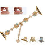 Bracelet de montre en alliage à motif trèfle à quatre feuilles, compatible avec les Apple Watch 46 mm / 49 mm / 45 mm / 44 mm et 42 mm / 41 mm / 40 mm / 38 mm.