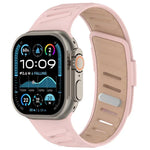 Bracelet de montre en silicone bicolore respirant avec boucle oblique, compatible avec Apple Watch 46 mm / 49 mm / 45 mm / 44 mm