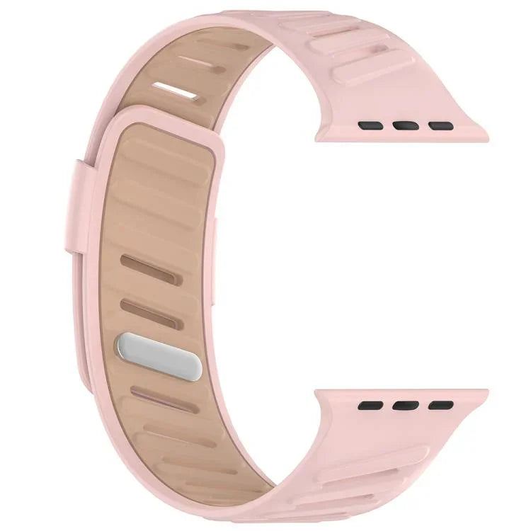 Bracelet de montre en silicone bicolore respirant avec boucle oblique, compatible avec Apple Watch 46 mm / 49 mm / 45 mm / 44 mm