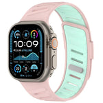 Bracelet de montre en silicone bicolore respirant avec boucle oblique, compatible avec Apple Watch 46 mm / 49 mm / 45 mm / 44 mm