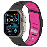 Bracelet de montre en silicone bicolore respirant avec boucle oblique, compatible avec Apple Watch 46 mm / 49 mm / 45 mm / 44 mm