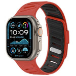 Bracelet de montre en silicone bicolore respirant avec boucle oblique, compatible avec Apple Watch 46 mm / 49 mm / 45 mm / 44 mm