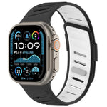 Bracelet de montre en silicone bicolore respirant avec boucle oblique, compatible avec Apple Watch 46 mm / 49 mm / 45 mm / 44 mm