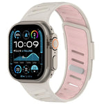Bracelet de montre en silicone bicolore respirant avec boucle oblique, compatible avec Apple Watch 46 mm / 49 mm / 45 mm / 44 mm