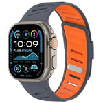 Bracelet de montre en silicone bicolore respirant avec boucle oblique, compatible avec Apple Watch 46 mm / 49 mm / 45 mm / 44 mm
