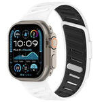 Bracelet de montre en silicone bicolore respirant avec boucle oblique, compatible avec Apple Watch 46 mm / 49 mm / 45 mm / 44 mm