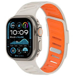 Bracelet de montre en silicone bicolore respirant avec boucle oblique, compatible avec Apple Watch 46 mm / 49 mm / 45 mm / 44 mm