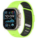 Bracelet de montre en silicone bicolore respirant avec boucle oblique, compatible avec Apple Watch 46 mm / 49 mm / 45 mm / 44 mm