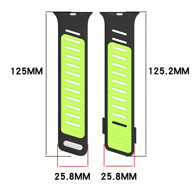 Bracelet de montre en silicone bicolore respirant avec boucle oblique, compatible avec Apple Watch 46 mm / 49 mm / 45 mm / 44 mm