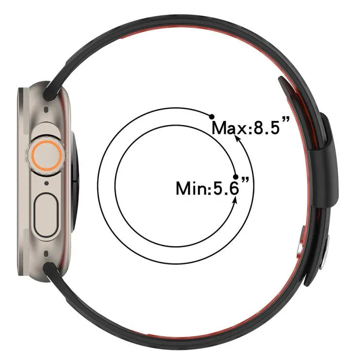 Bracelet de montre en silicone bicolore respirant avec boucle oblique, compatible avec Apple Watch 46 mm / 49 mm / 45 mm / 44 mm