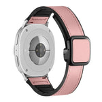 Bracelet de montre en silicone avec boucle magnétique carrée en cuir, pour Samsung Galaxy Watch8 / Watch8 Classic
