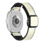 Bracelet de montre en silicone avec boucle magnétique carrée en cuir, pour Samsung Galaxy Watch8 / Watch8 Classic