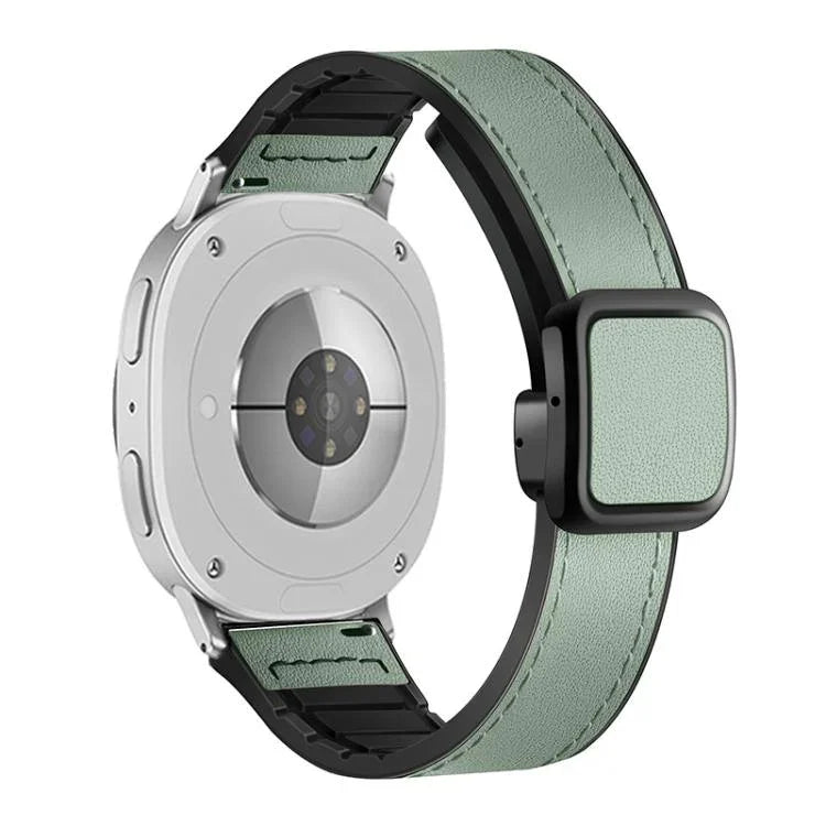 Bracelet de montre en silicone avec boucle magnétique carrée en cuir, pour Samsung Galaxy Watch8 / Watch8 Classic