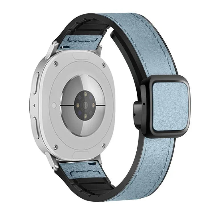 Bracelet de montre en silicone avec boucle magnétique carrée en cuir, pour Samsung Galaxy Watch8 / Watch8 Classic
