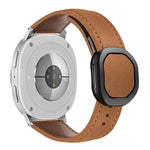 Magnetic Fold Genuine Buckle Leather Watch Band, For Samsung Galaxy Watch8 / Watch8 Classic