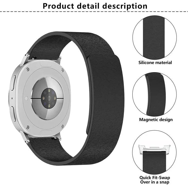 Bracelet de montre magnétique en silicone grain de bois nuage, pour Samsung Galaxy Watch8 / Watch8 Classic