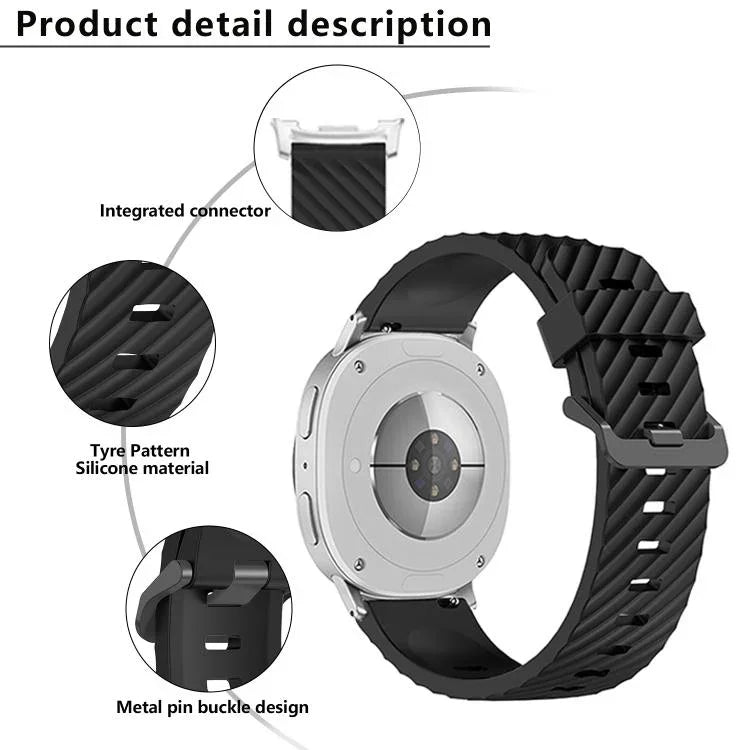 Bracelet de montre en silicone noir à boucle pour Samsung Galaxy Watch8 / Watch8 Classic