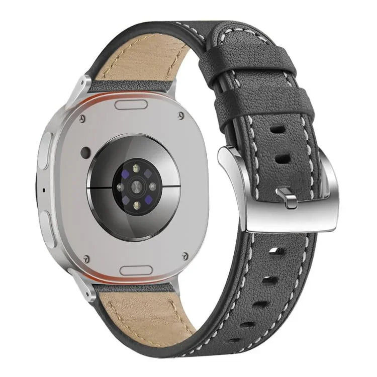 Bracelet de montre en cuir à boucle carrée à queue ronde, pour Samsung Galaxy Watch8 / Watch8 Classic